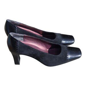 Vintage SRO Black Leather & Seude Heels sz 8